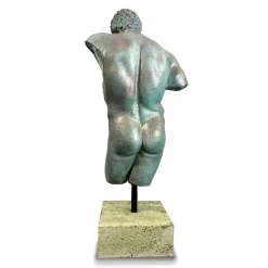 Scultura Ercole Farnese Frammento in bronzo con patina verde