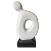 Scultura Figura Aperta Al Vuoto in Marmo Bianco su Base in Granito di Piero Speranza