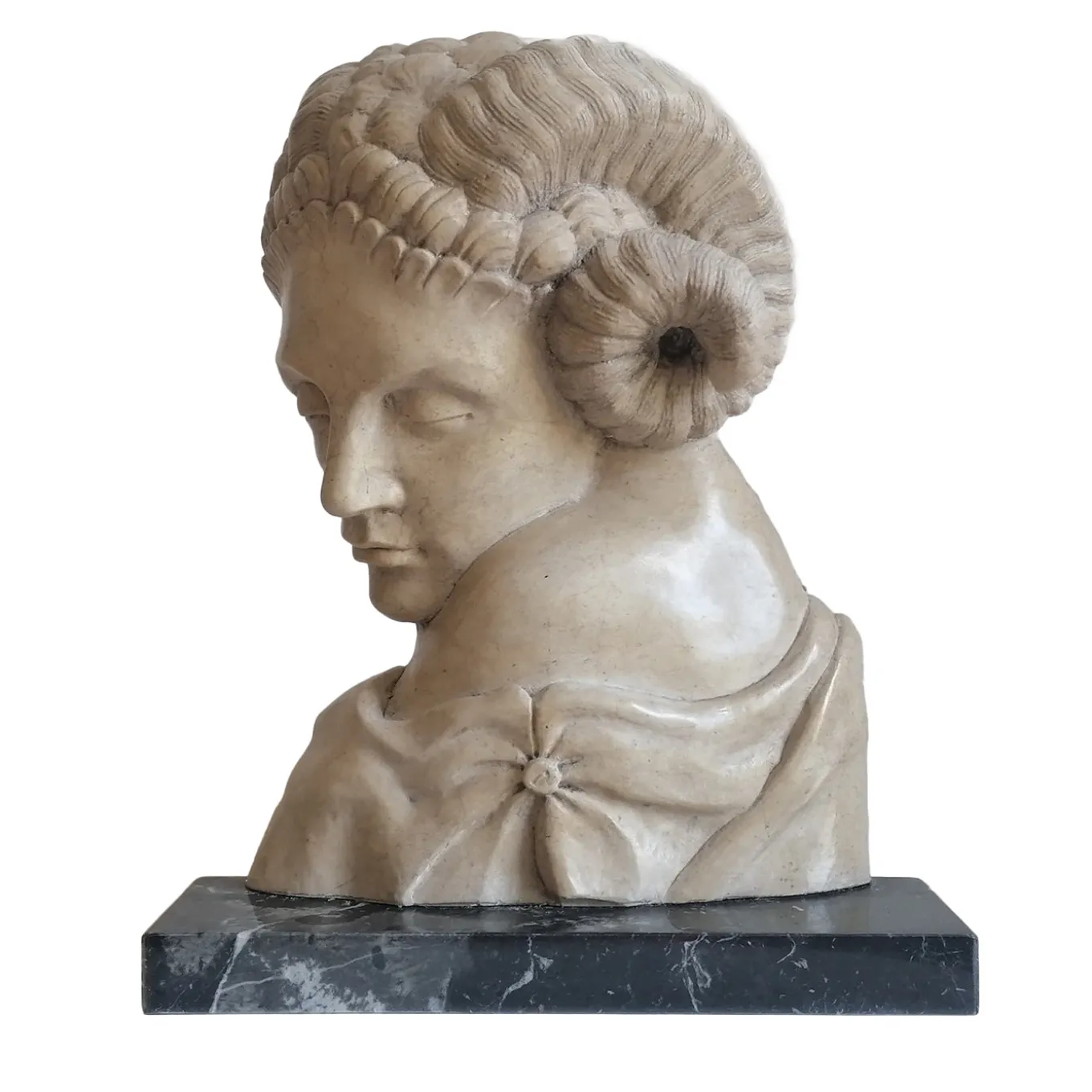 Scultura in marmo Cleopatra Egiziano Giallo fauno dormiente con base