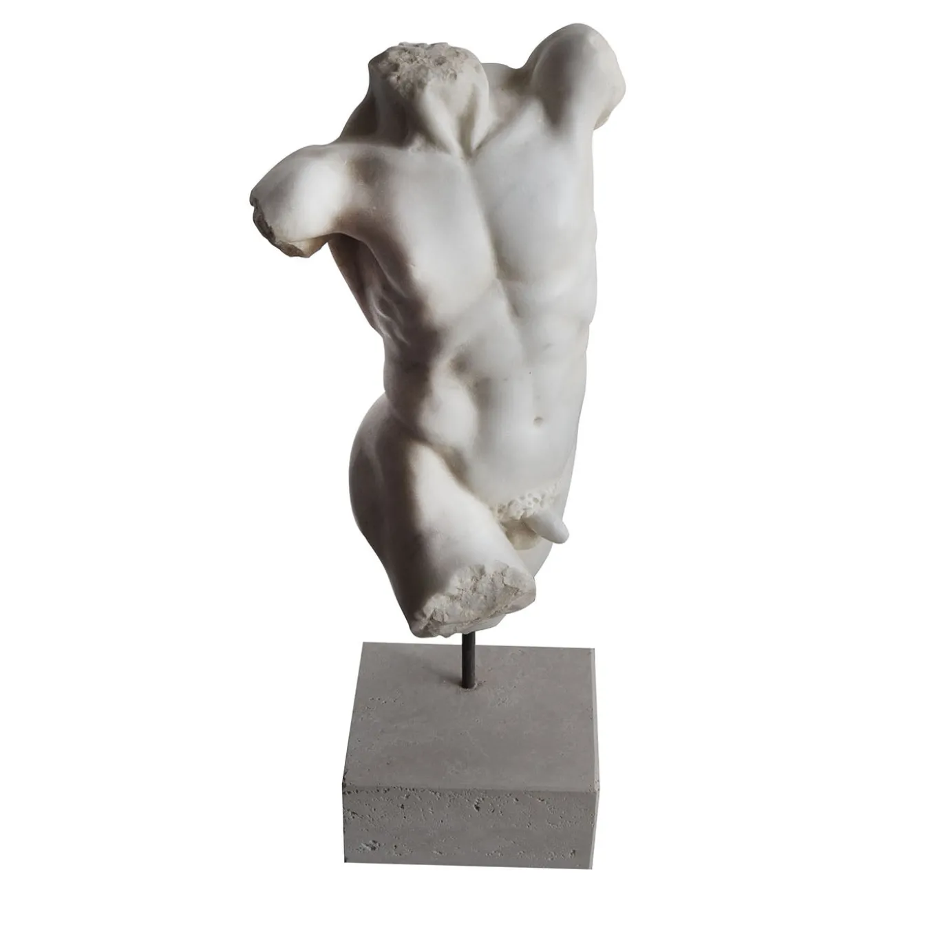 Scultura in marmo di Carrara torso di satiro con base