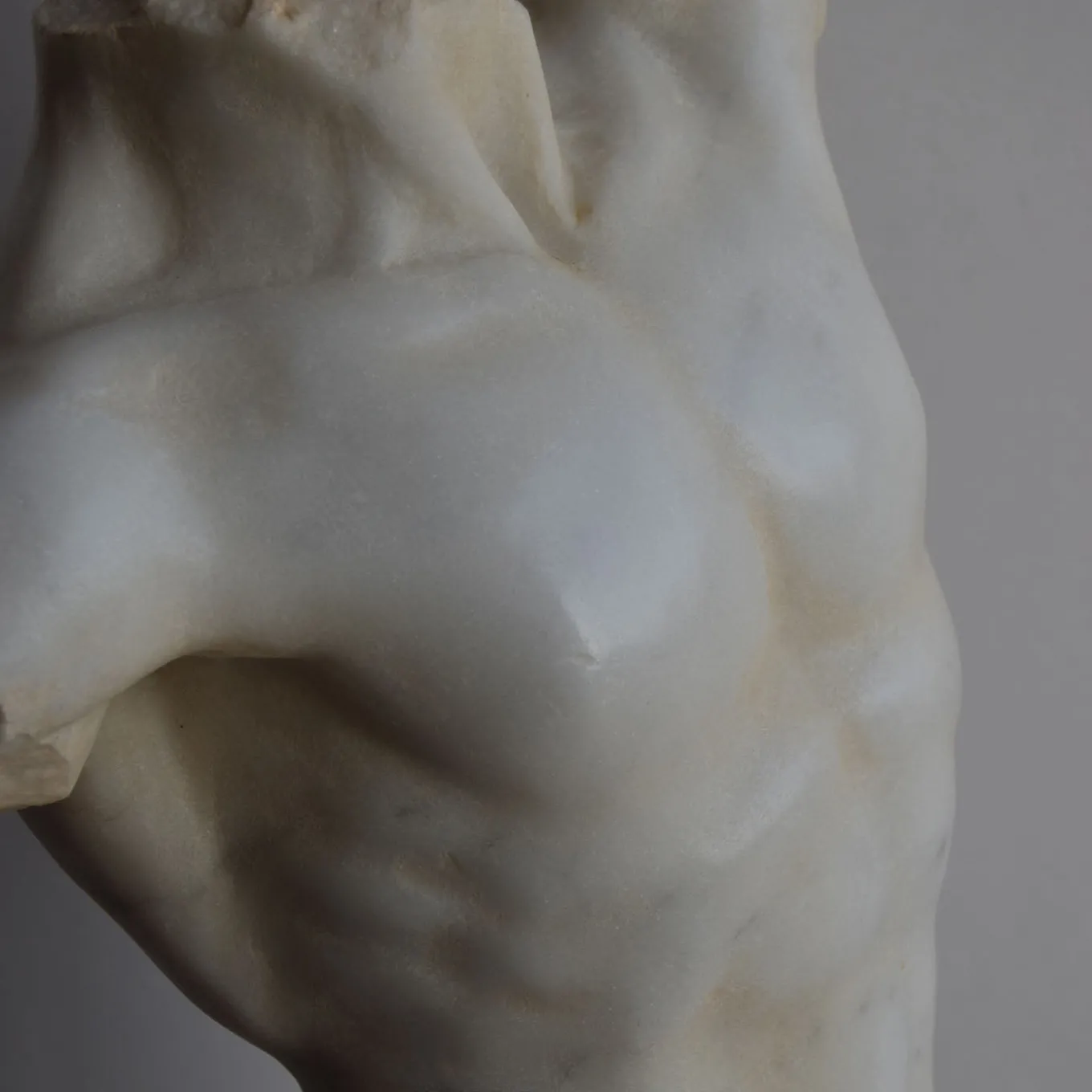 Scultura in marmo di Carrara torso di satiro con base