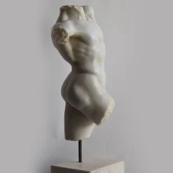 Scultura in marmo di Carrara torso di satiro con base