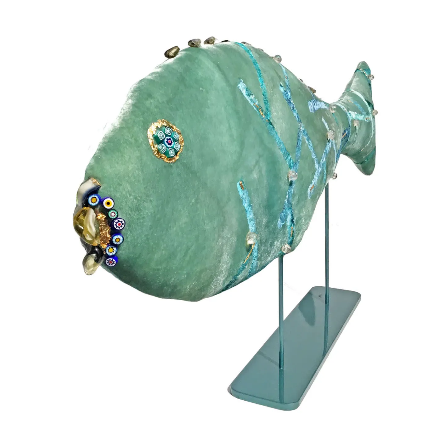 Scultura In Velluto Joyful Fish Verde Acqua