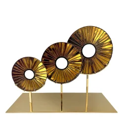 Scultura in vetro ambrato a tre occhi