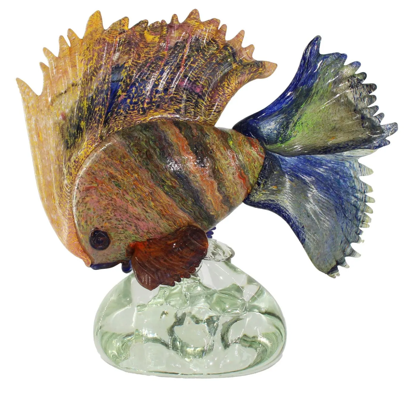 Scultura in vetro di Murano con pesce tropicale