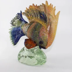 Scultura in vetro di Murano con pesce tropicale