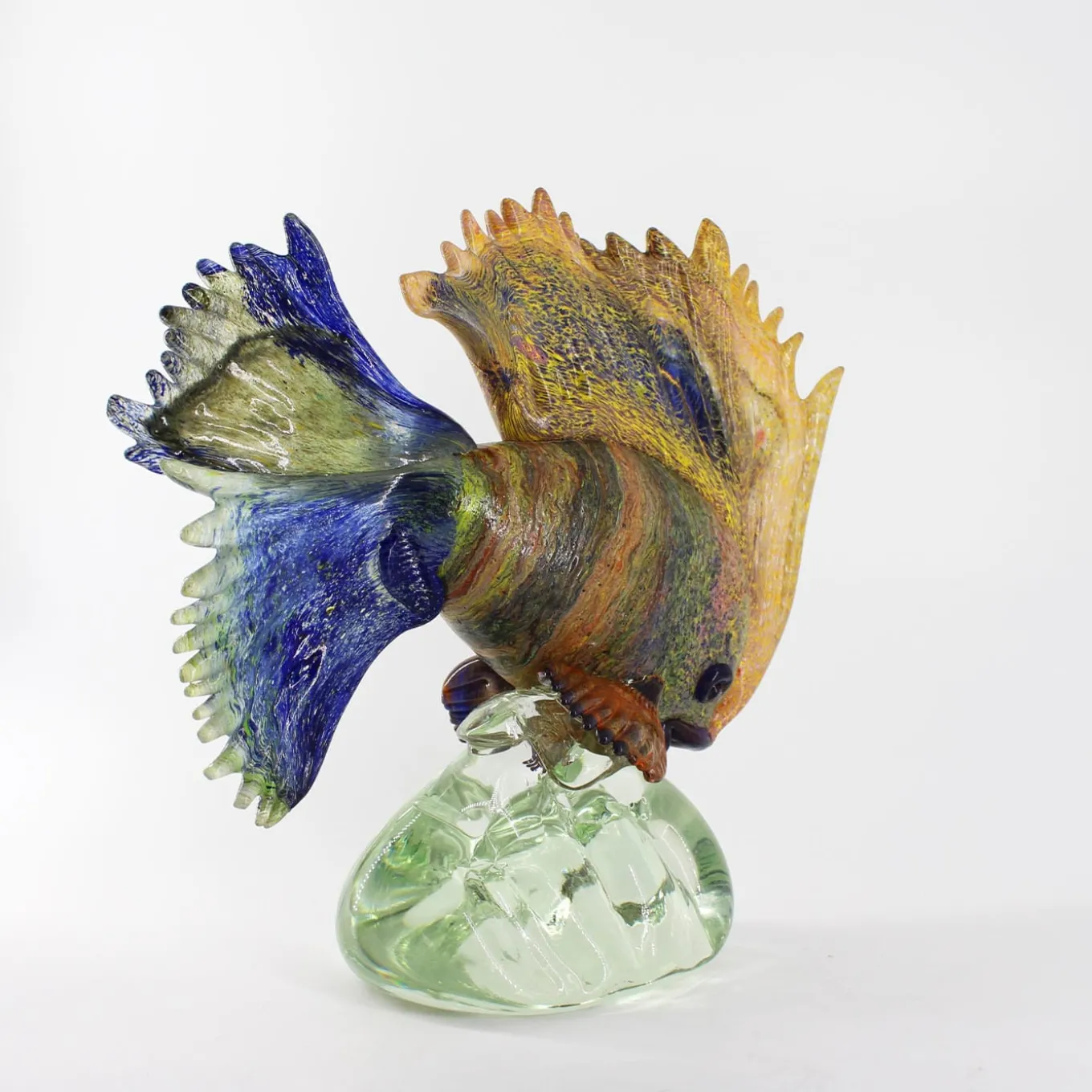 Scultura in vetro di Murano con pesce tropicale