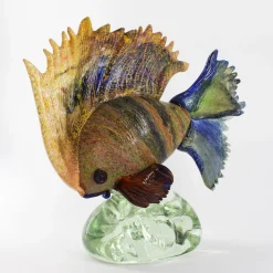 Scultura in vetro di Murano con pesce tropicale