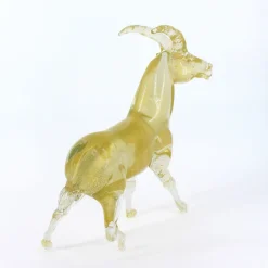 Scultura in vetro di Murano con stambecco dorato