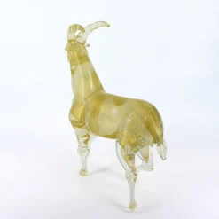 Scultura in vetro di Murano con stambecco dorato