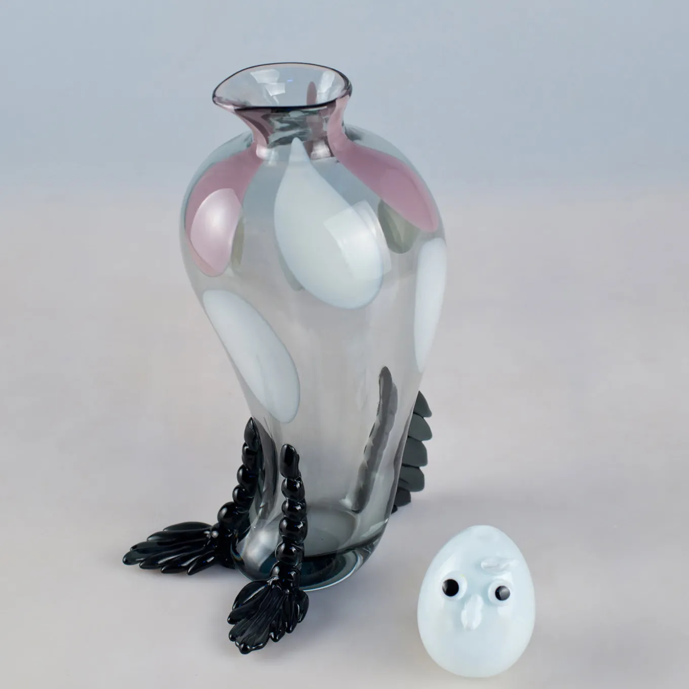 Scultura in vetro veneziano di Eliana Gerotto con piccione macchiato