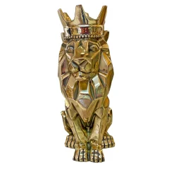 Scultura <leone stilizzato seduto in ottone