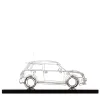 Scultura Mini Cooper in filo metallico