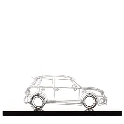 Scultura Mini Cooper in filo metallico