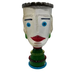 Scultura policroma antropomorfa Faccia Donna