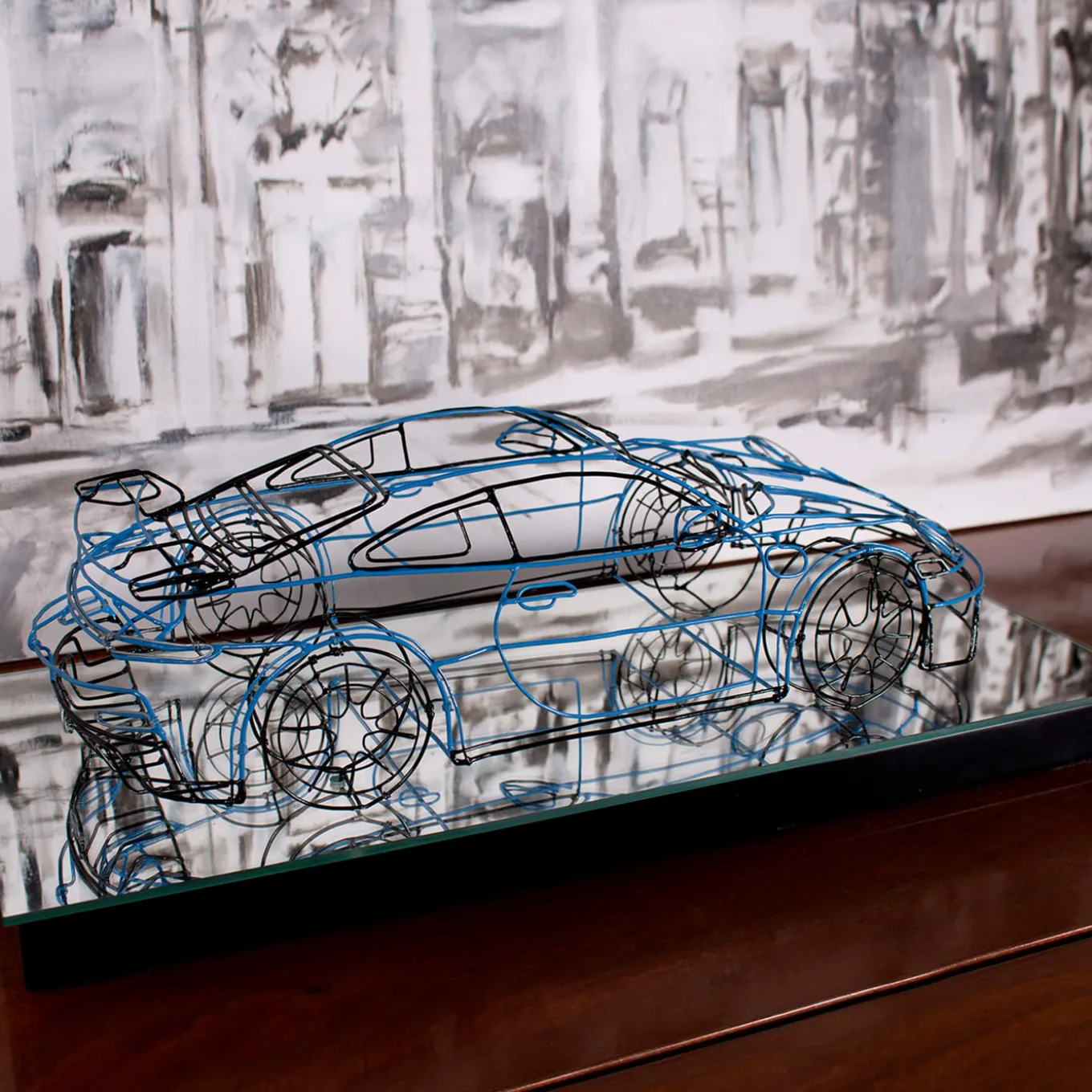 Scultura Porsche 911 GT3 in filo metallico