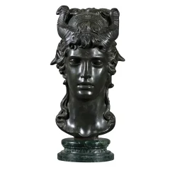 Scultura Testa Bucranio in bronzo