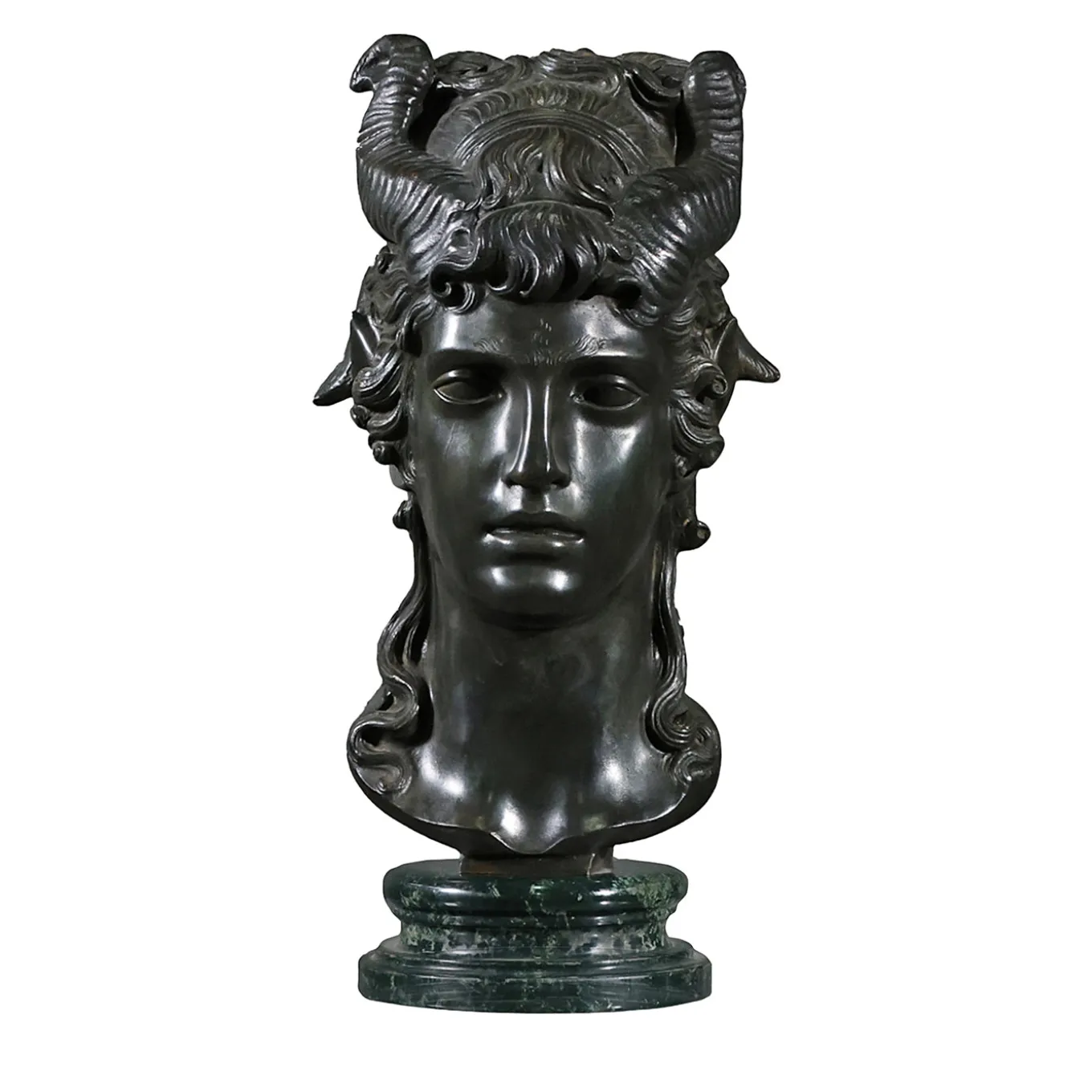 Scultura Testa Bucranio in bronzo
