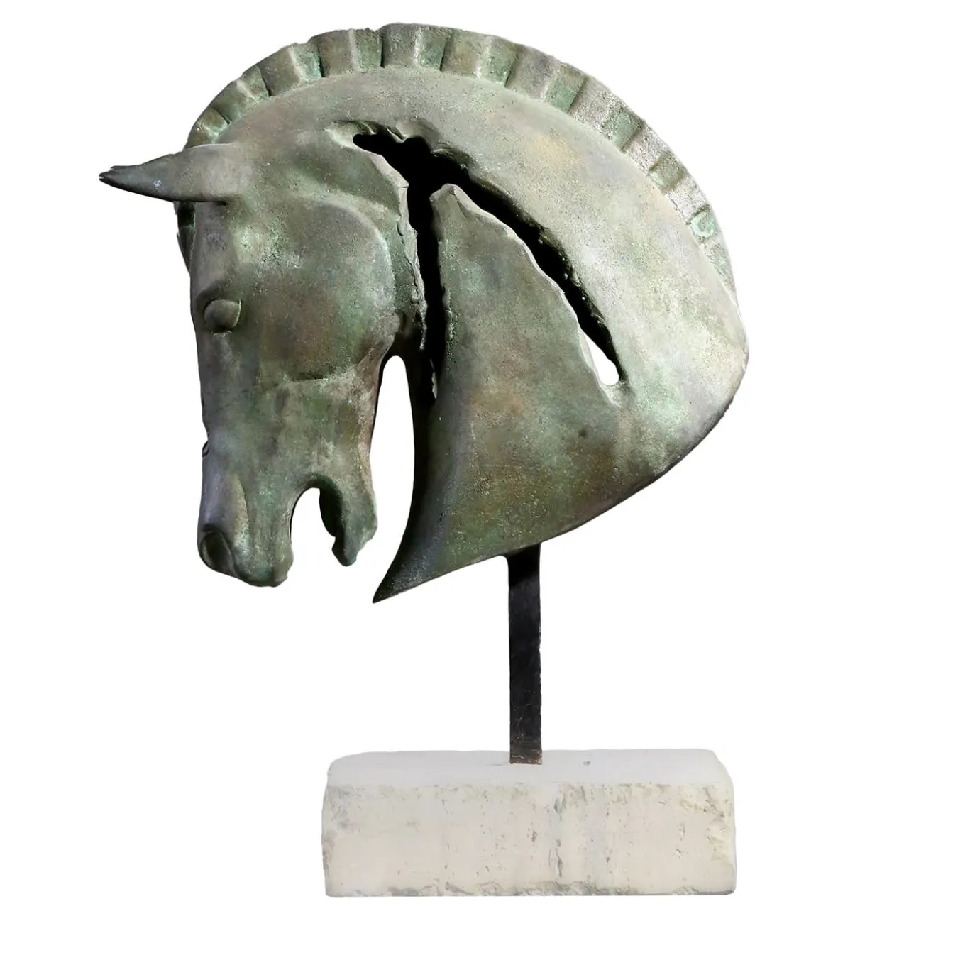 Scultura Testa di Cavallo Frammento in bronzo