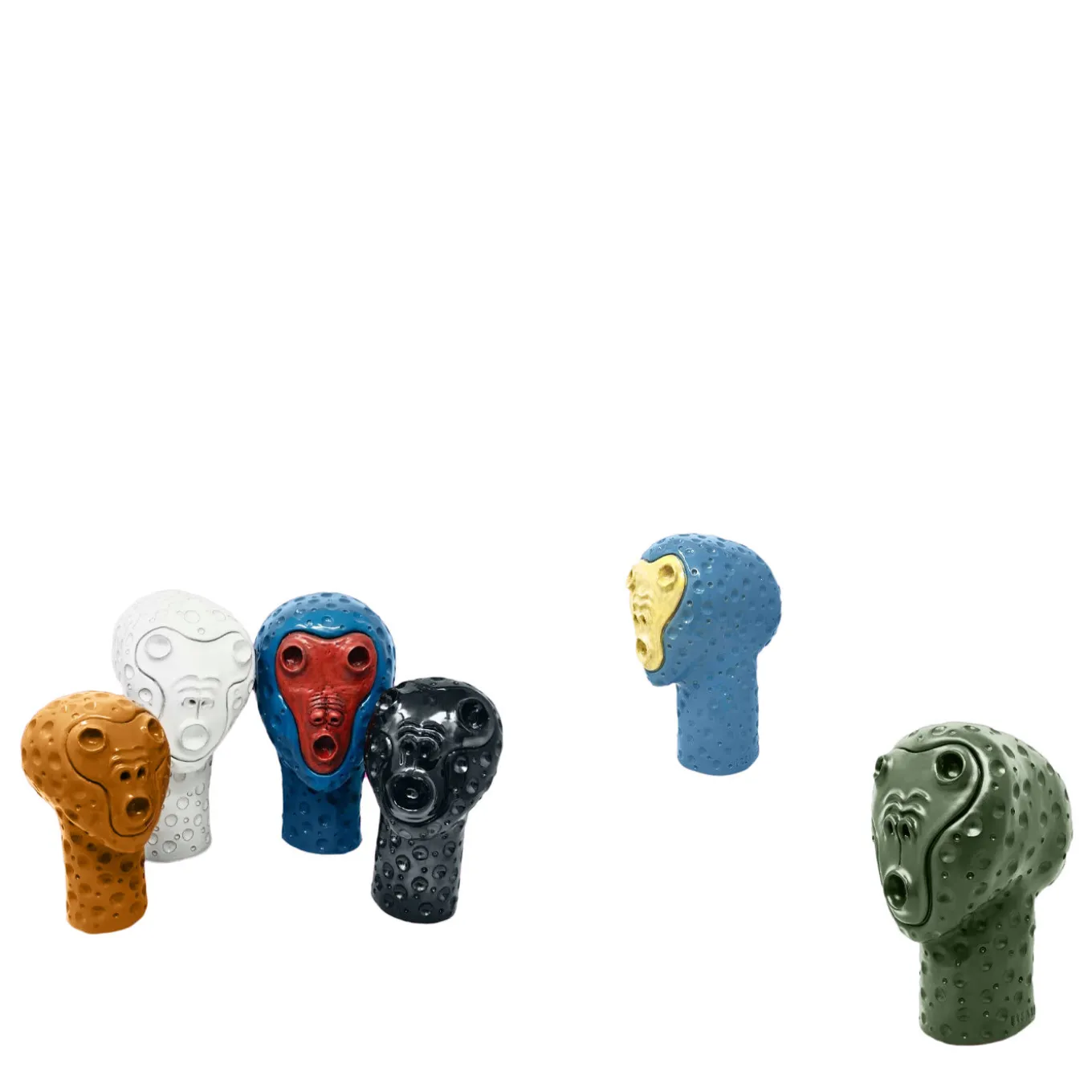 Scultura testa di scimmia nera