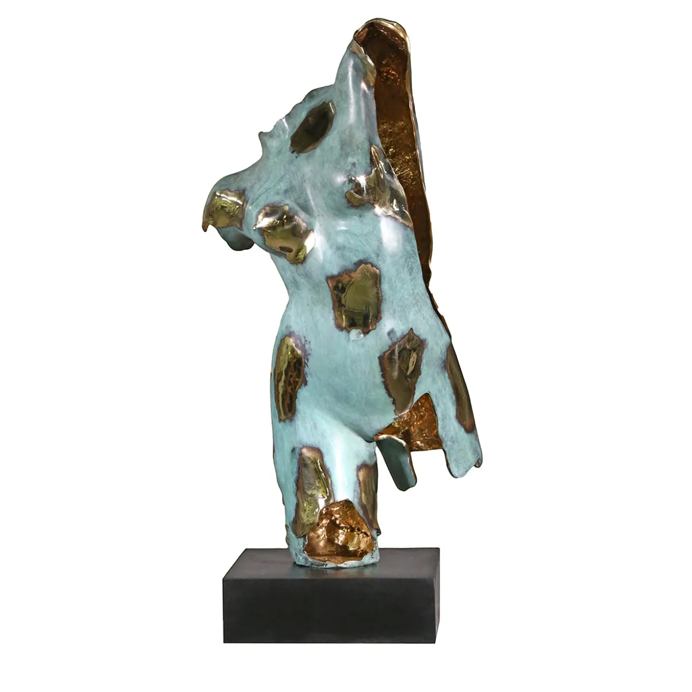 Scultura Torso Femminile Frangiato in Bronzo
