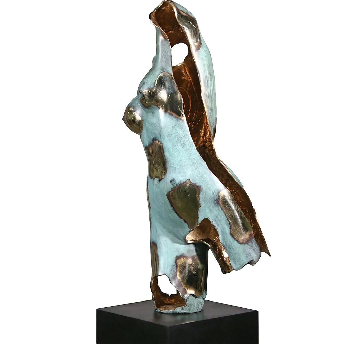 Scultura Torso Femminile Frangiato in Bronzo
