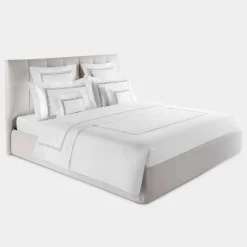 Set copripiumino Botero ricamato in cotone percalle bianco
