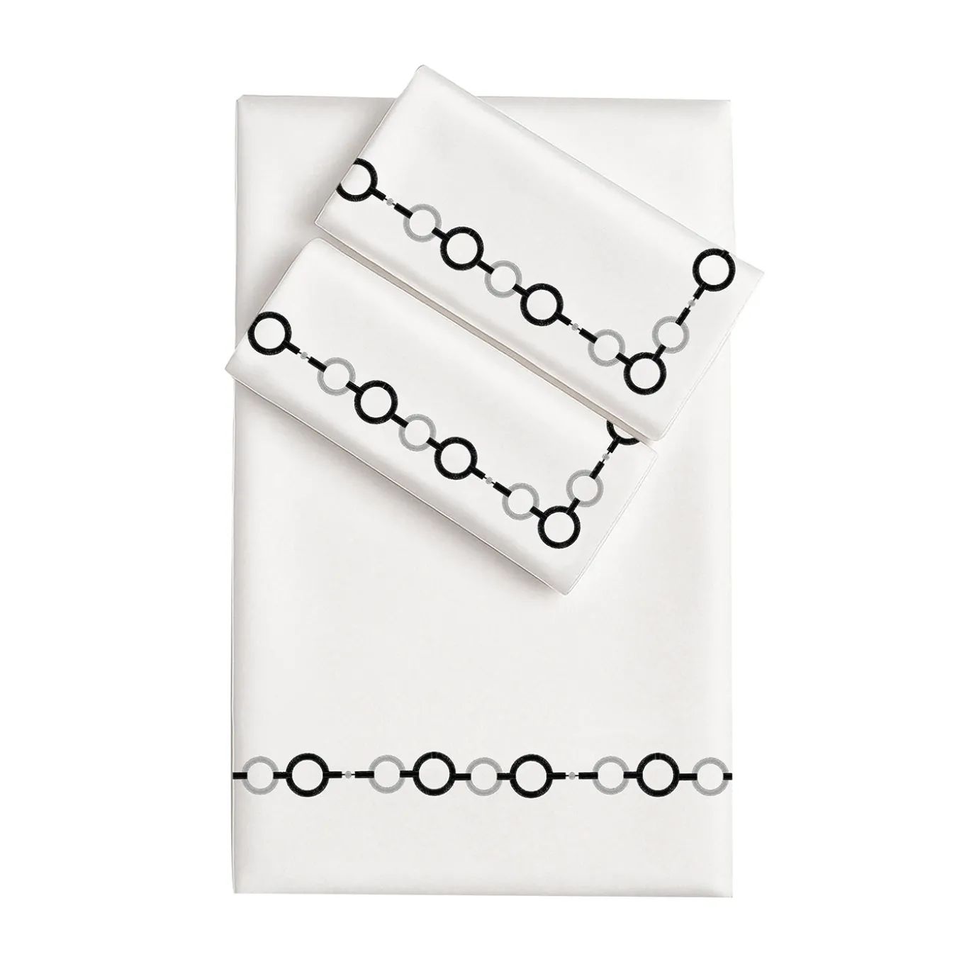 Set copripiumino ricamato Recoleta in Cotone Satinato Bianco