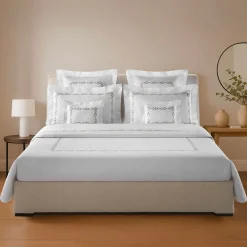 Set copripiumino ricamato Recoleta in Cotone Satinato Bianco