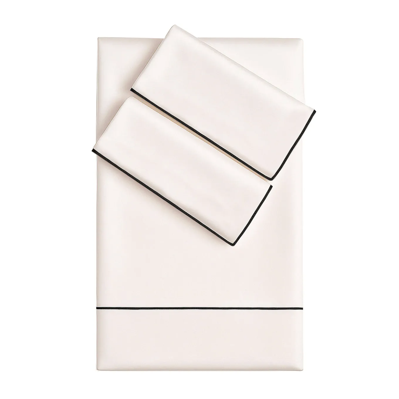 Set copripiumino ricamato PIPING in Cotone Percalle Bianco