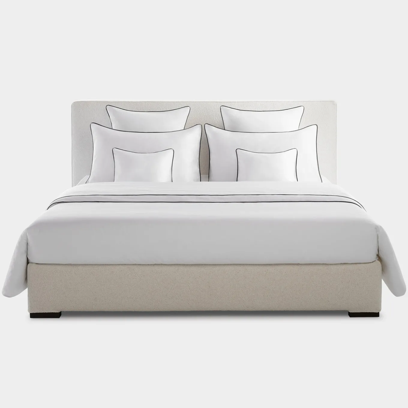 Set copripiumino ricamato PIPING in Cotone Percalle Bianco