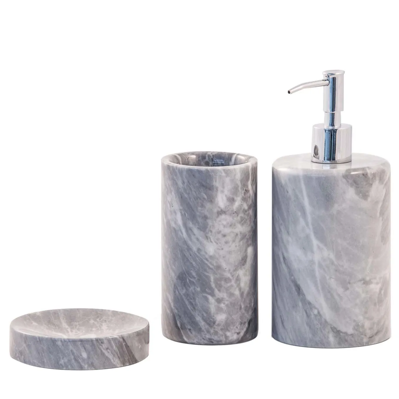 Set da bagno 3 pezzi in marmo grigio