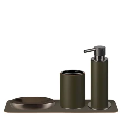 Set da bagno 4 pezzi in pelle d'ulivo