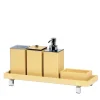 Set da bagno quadrato in pelle gialla Poseidon
