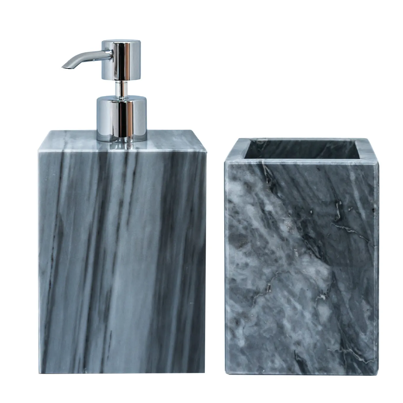 Set di 4 accessori da bagno in marmo grigio Bardiglio