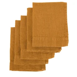 Set di 4 asciugamani in lino senape