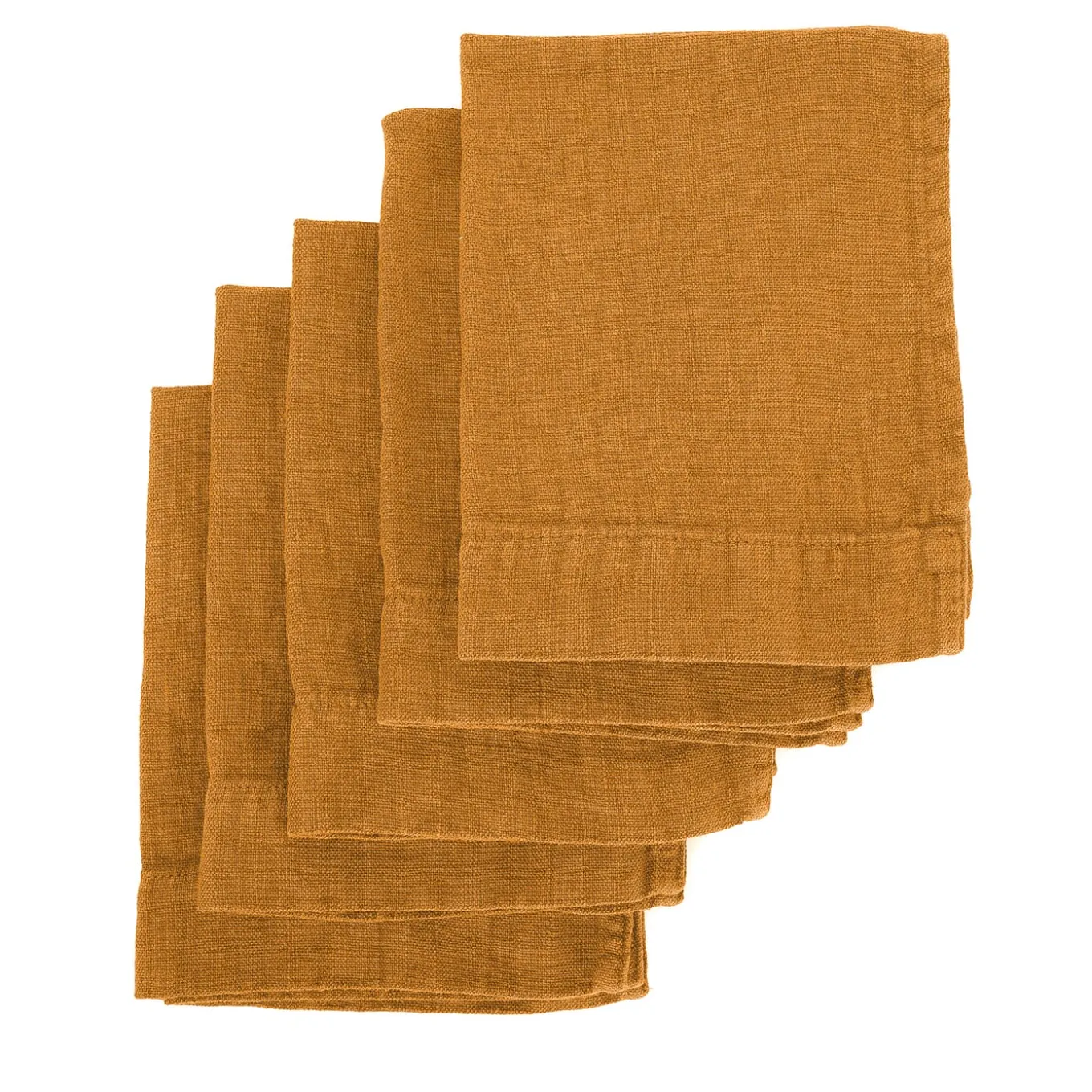 Set di 4 asciugamani in lino senape