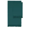 Set di 2 asciugamani in lino verde acqua con lunghe frange