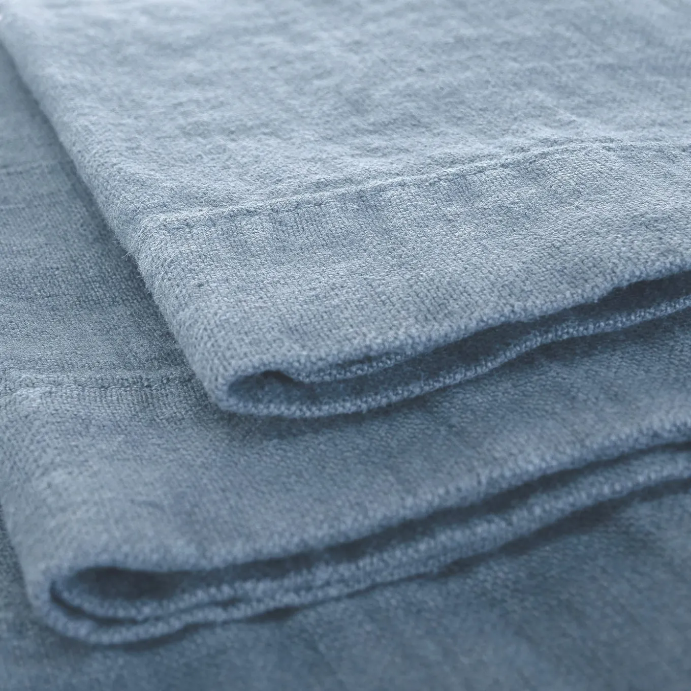 Set di 4 asciugamani in lino blu chiaro