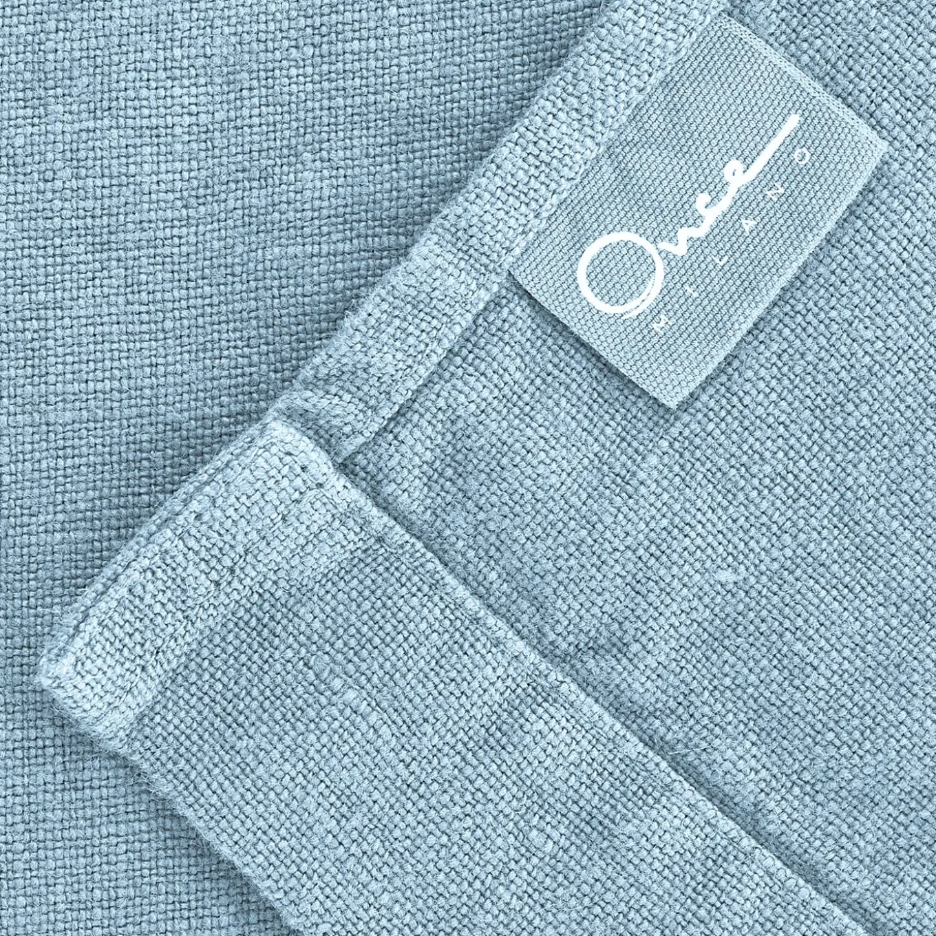 Set di 4 asciugamani in lino blu chiaro