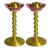 Set di 2 candelabri stampati in 3D Blooming Oro e Rosa