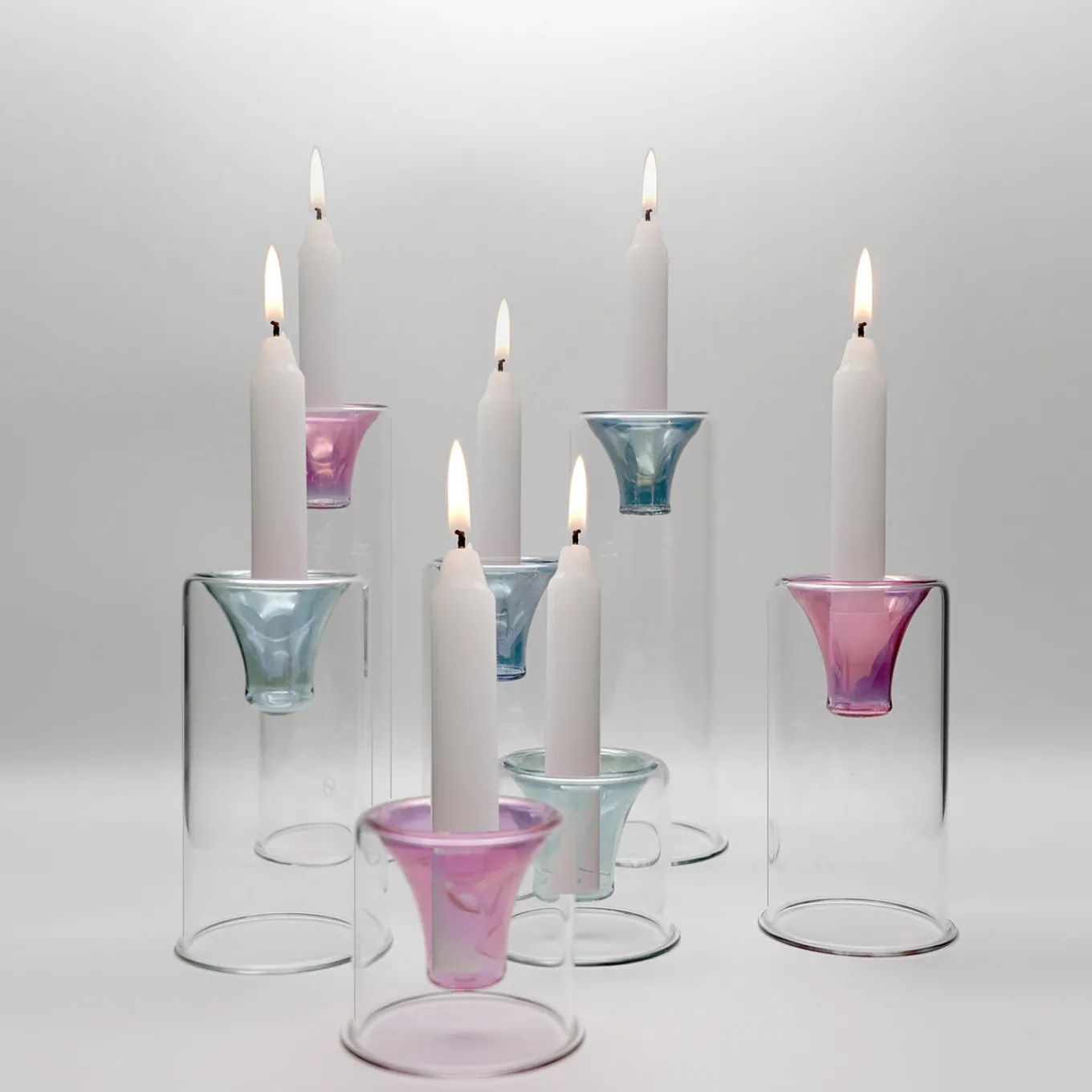 Set di 3 candelabri Tharros rosa