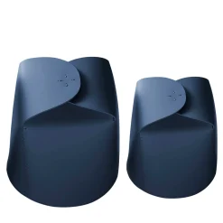 Set di 2 cestini Bloom in pelle blu di Viola Tonucci