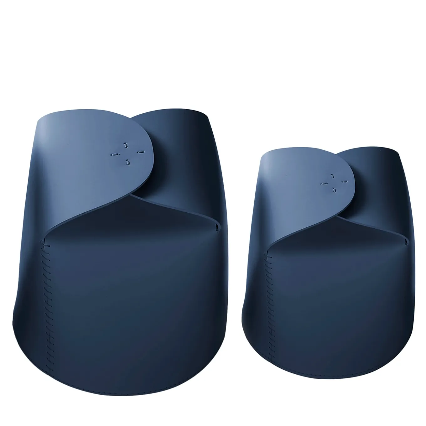 Set di 2 cestini Bloom in pelle blu di Viola Tonucci