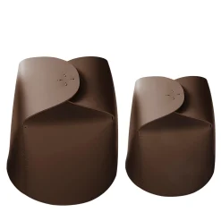 Set di 2 cestini Bloom in pelle marrone di Viola Tonucci