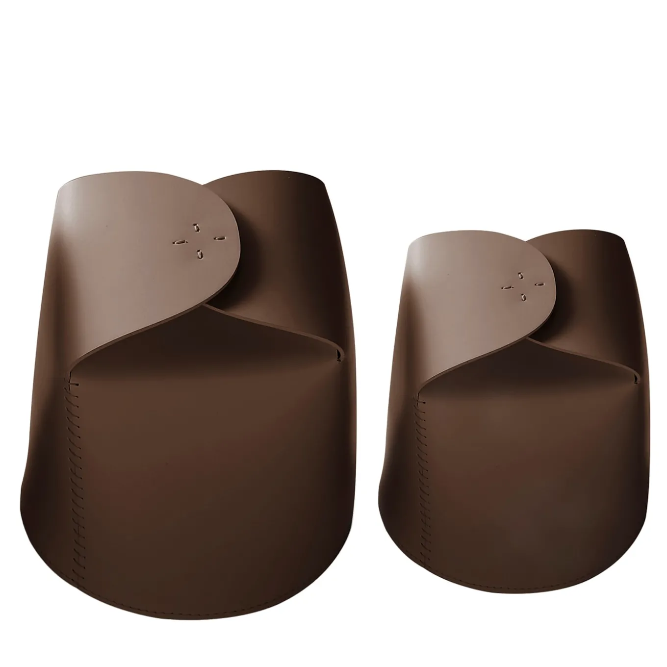 Set di 2 cestini Bloom in pelle marrone di Viola Tonucci