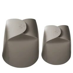 Set di 2 cestini Bloom in pelle grigia di Viola Tonucci