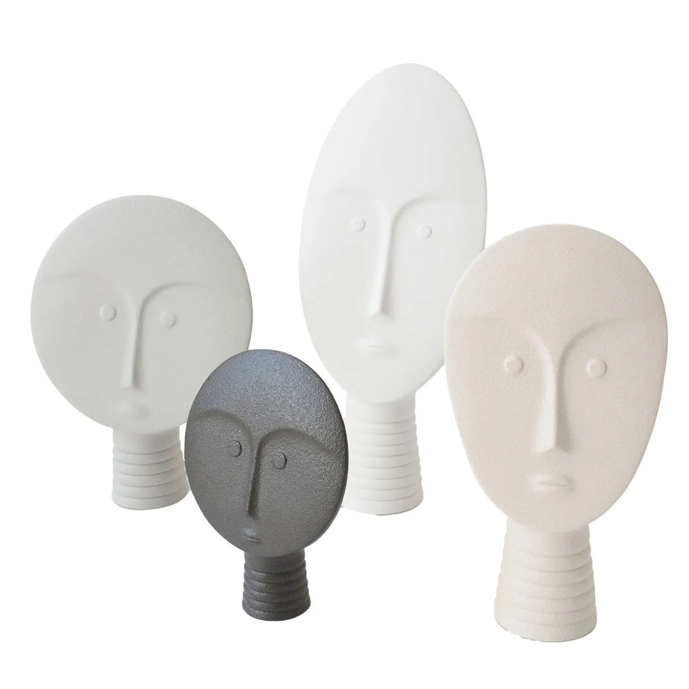 Set di 4 maschere decorative bianche e grigie
