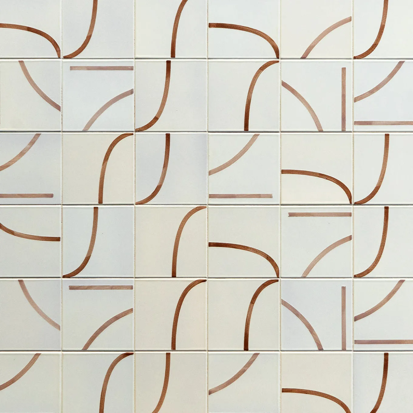 Set di 45 piastrelle beige e marroni Segni di Margherita Rui