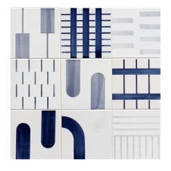 Set di 45 piastrelle bianche e blu Alfabeto di Margherita Rui
